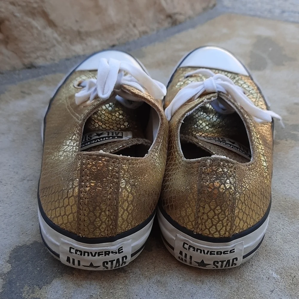 Converse Chuck Taylor All Star Metallic Gold Snakeskin Low Top Sneakers Women's